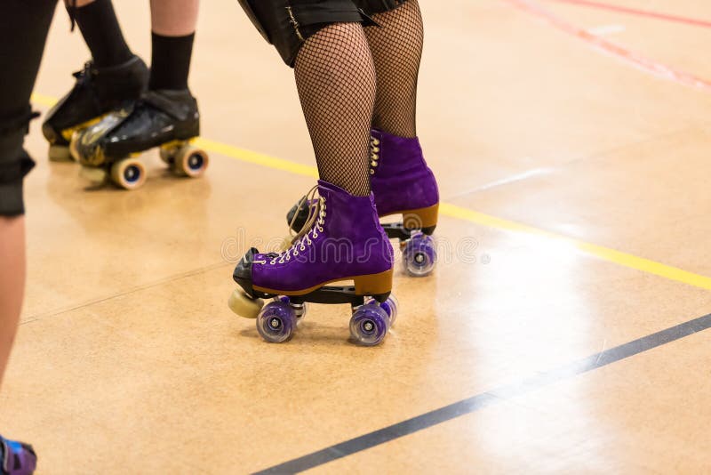 Roller Derby Players Compete Stock Photo Image of fight, protection