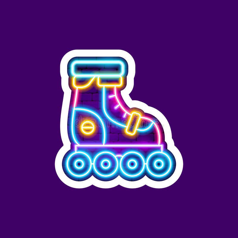 Roller Skates Neon Sticker stock vector. Illustration of competition 175179126