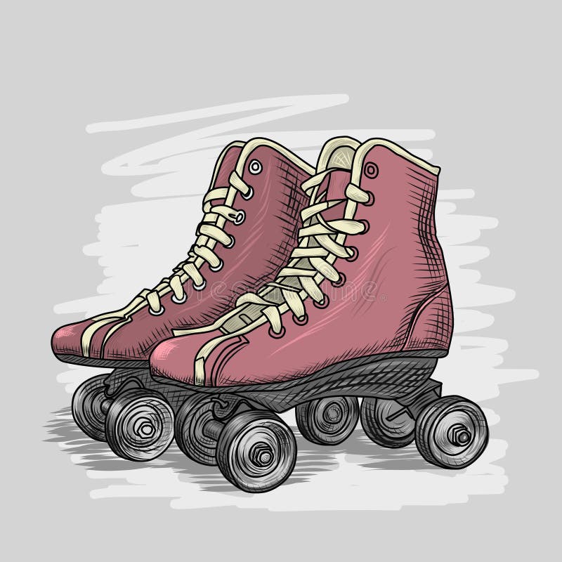 Roller Skates Vector Drawing Stock Vector Illustration of foot, line