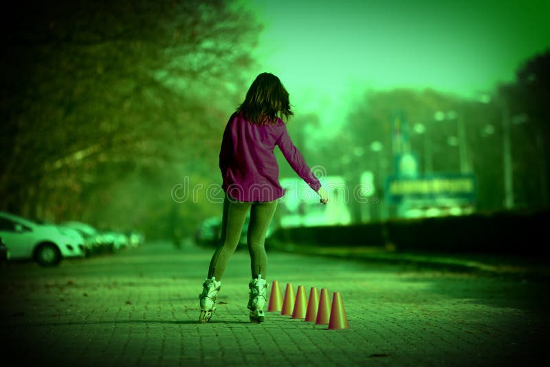 Chinese Girl Sits On Traffic Cone