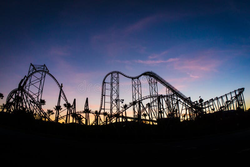 Rollercoaster at Sunset stock images