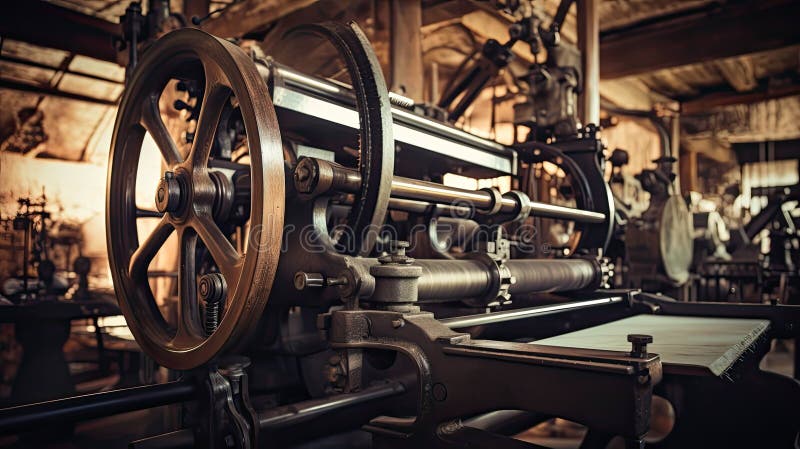 Rollers paper Printing Press vector illustration