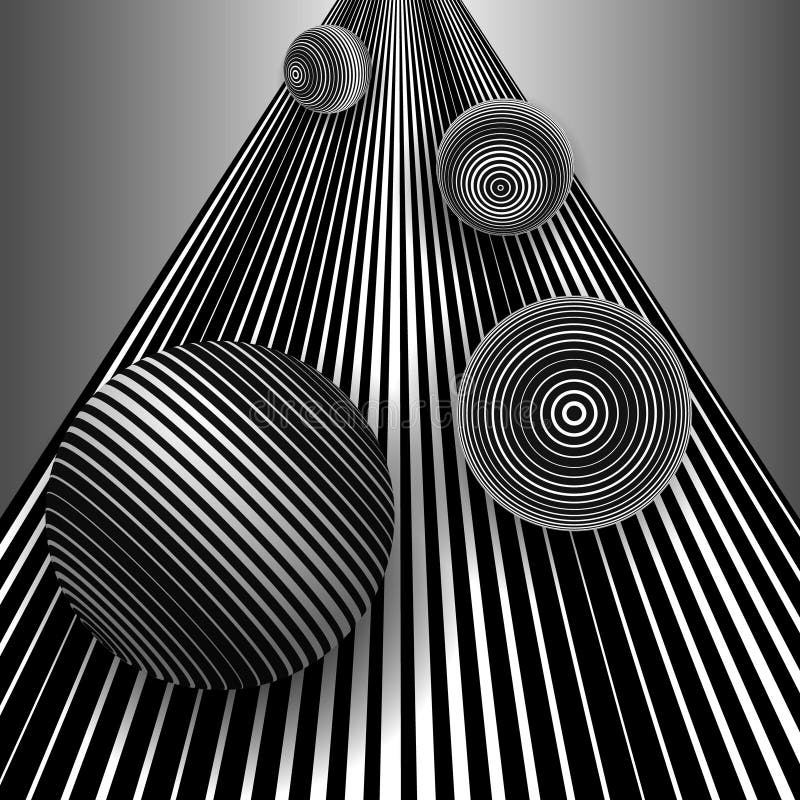 Rolling Balls To Horizon. Optical Illusion Effect Stock Vector Illustration of decoration