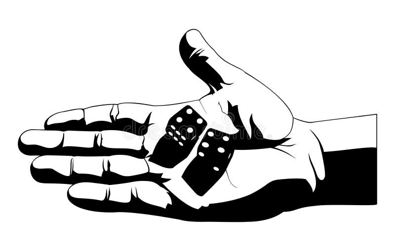 Rolling the Dice Black and White Vector Graphic