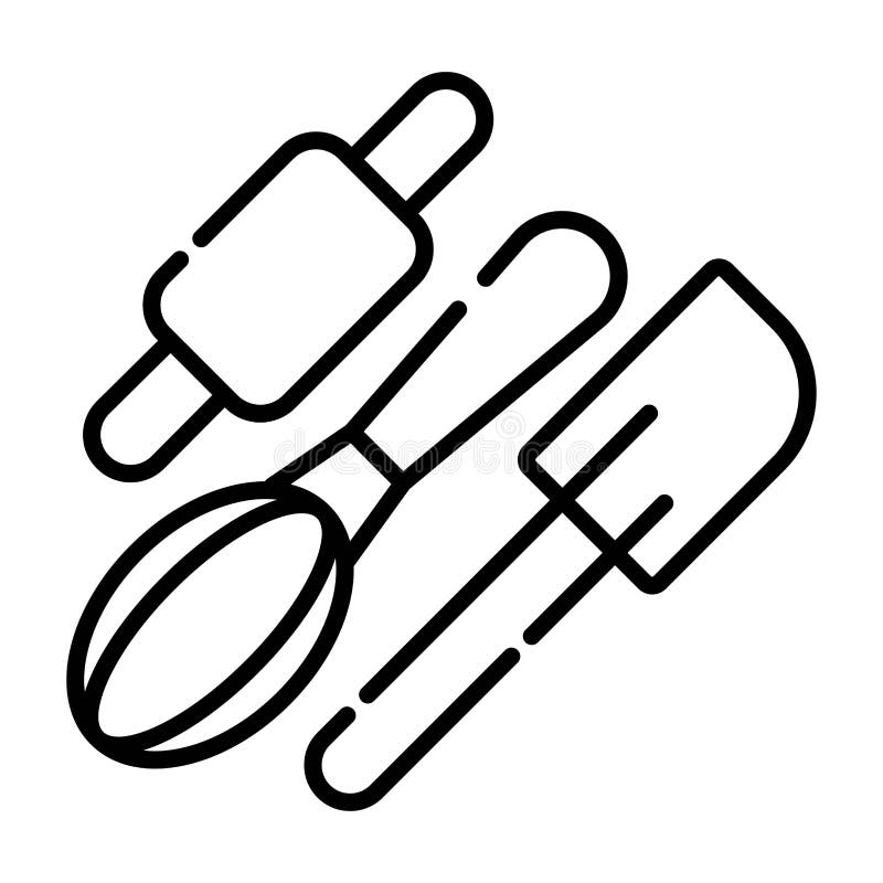 Rolling Pin with Whisk Icon. Kitchen Tools Stock Illustration