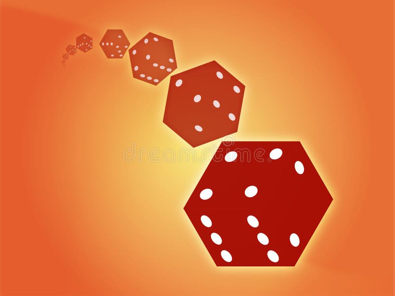 Rolling red dice illustration