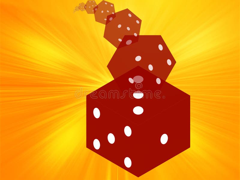 Rolling red dice illustration