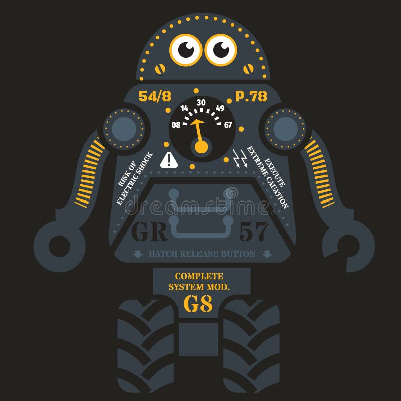 Rolling robot illustration stock illustration