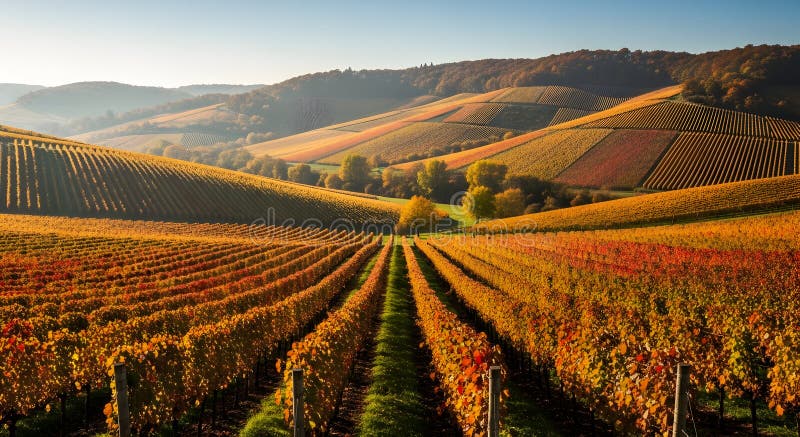 Rolling Vineyard Hills in Autumn Colors Niemcy Europa royalty ilustracja