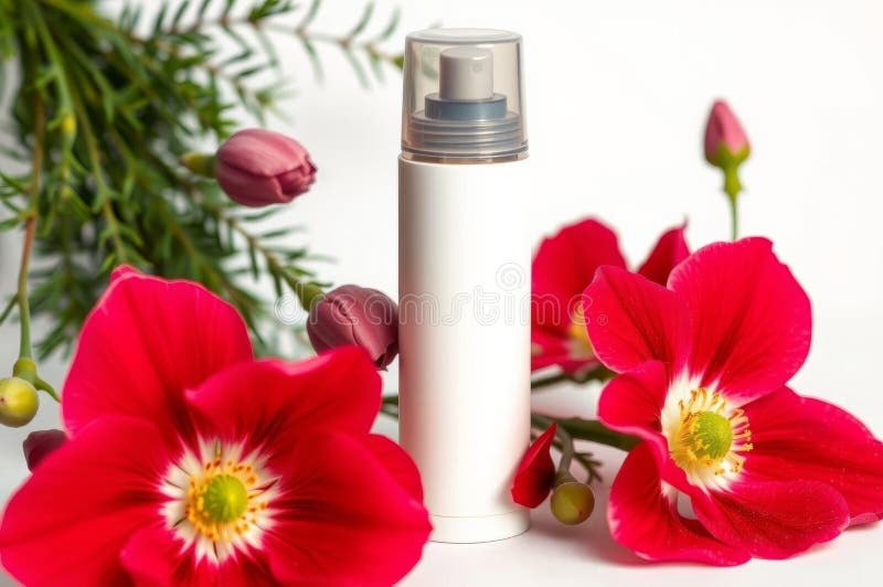 RollOn Deodorant mit Eustoma Flowers lizenzfreie abbildung