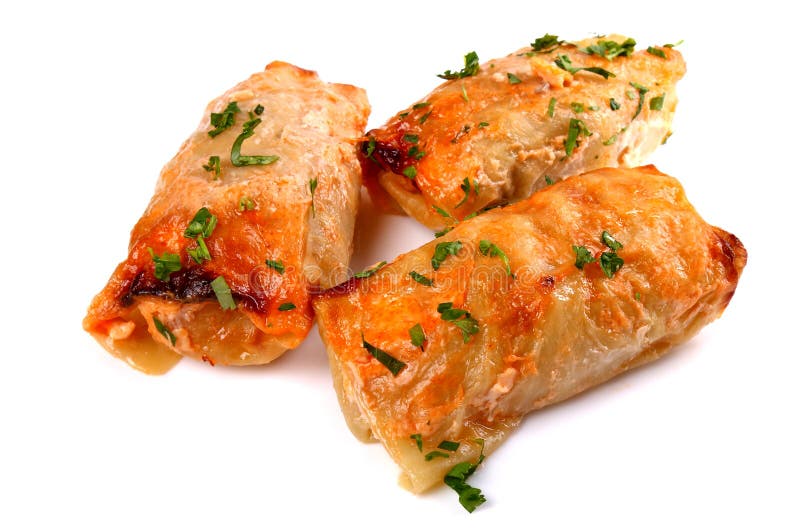 Rollos de la col llenados de la carne de tierra imágenes de archivo libres de regalías Rollos de la col llenados de la carne de tierra imágenes de archivo libres de regalías