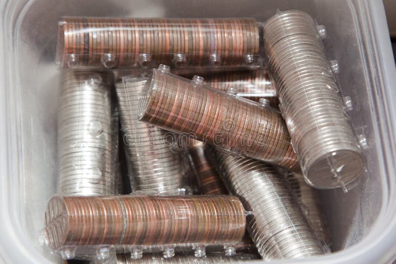 Rolled pennies vertical stock image. Image of change, buying 1930251