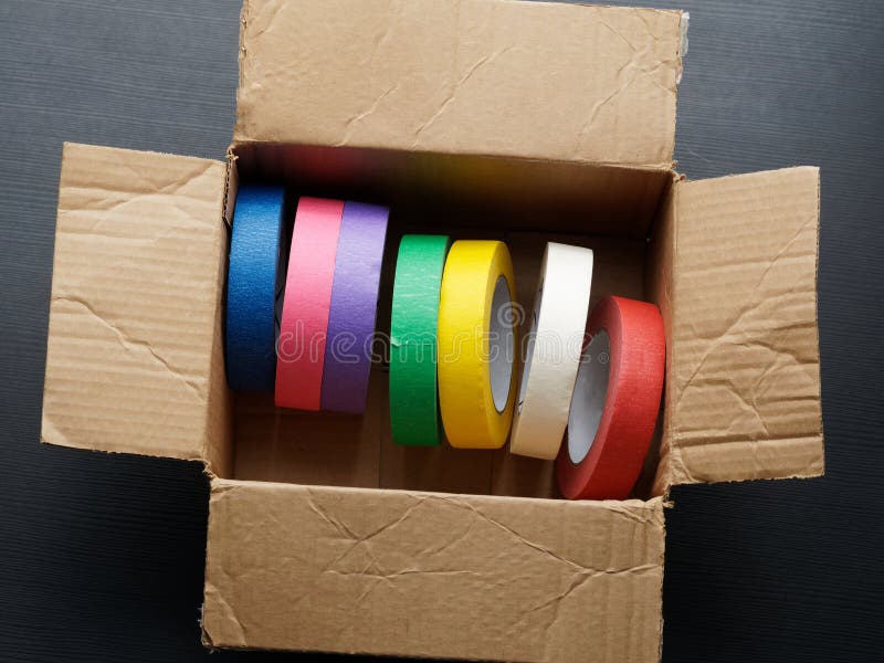 Rolls of Colored Masking Tape. Stock Image Image of duct, dark 174119407