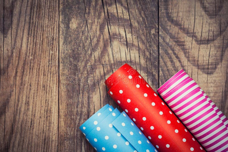 Rolls of Colored Wrapping Paper Stock Photo Image of brightly