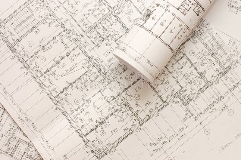 Rolls of Engineering Drawings royalty free stock photos Rolls of Engineering Drawings royalty free stock photos