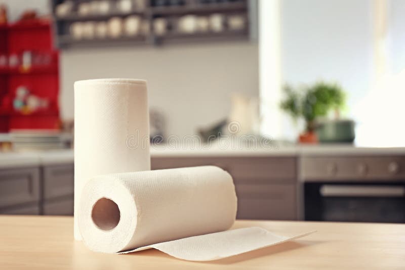 Rolls of Paper Towels on Kitchen Table Stock Image Image of singleuse