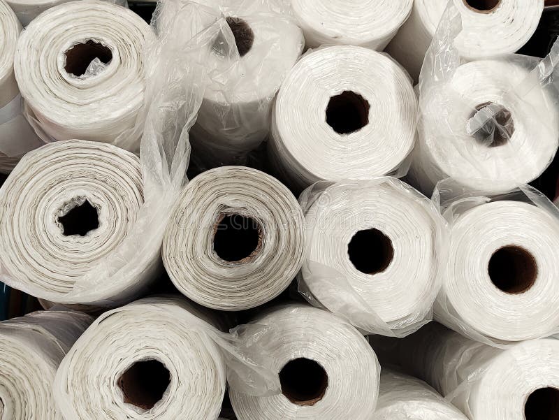 Rolls of Plastic Bags, Roll with Transparent Plastic Bags Stock Image