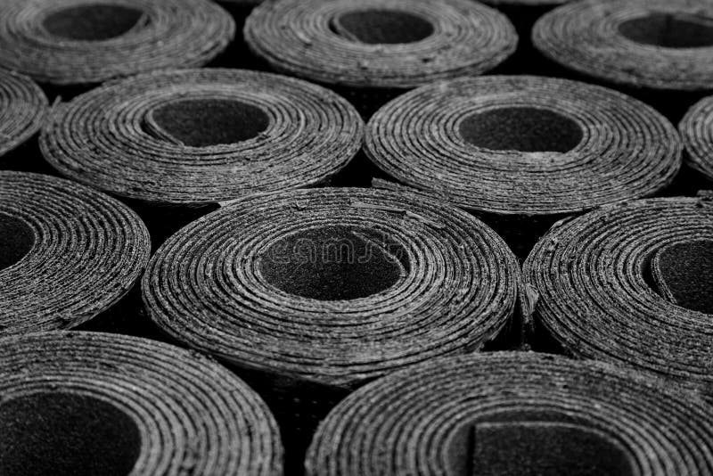 Rolls of roofing felt