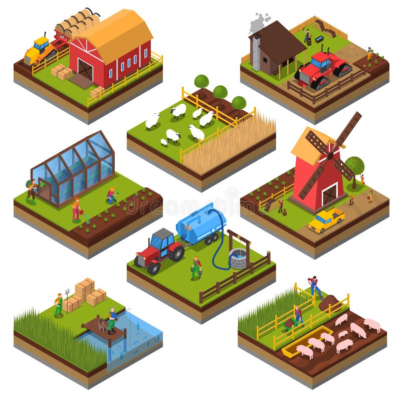 Rolniczych składów Isometric set ilustracja wektor Rolniczych składów Isometric set ilustracja wektor
