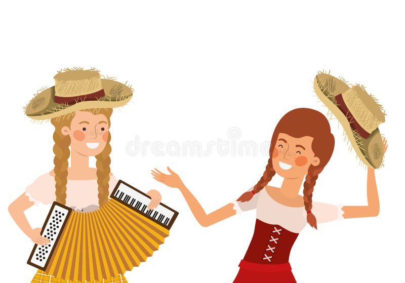 Rolnik kobiety z instrumentami muzycznymi royalty ilustracja