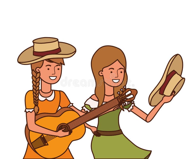 Rolnik kobiety z instrumentem muzycznym royalty ilustracja