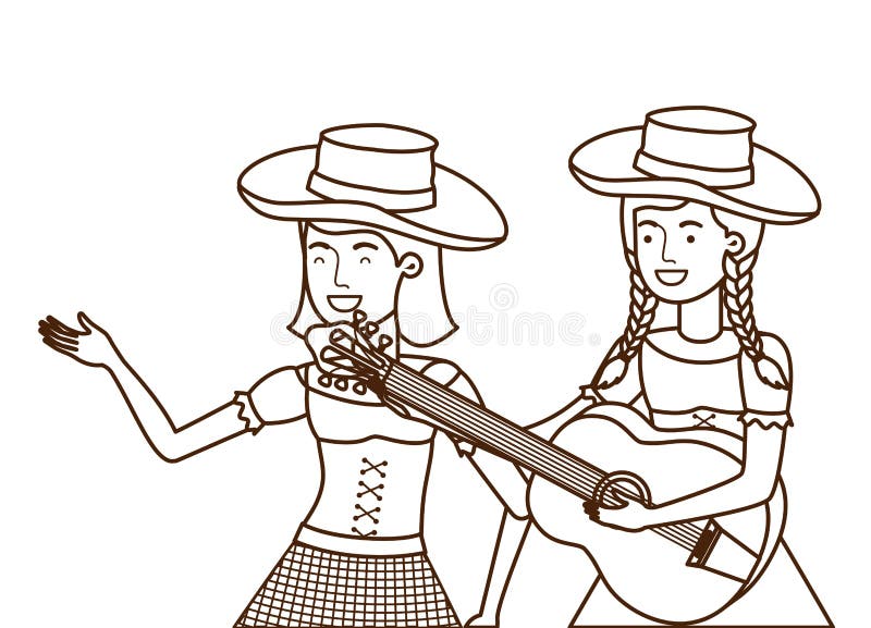 Rolnik kobiety z instrumentem muzycznym royalty ilustracja