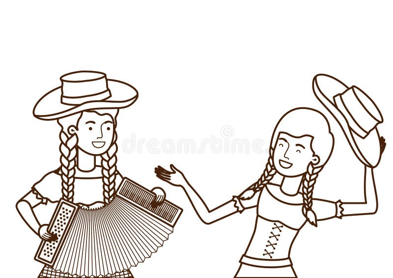 Rolnik kobiety z instrumentem muzycznym royalty ilustracja