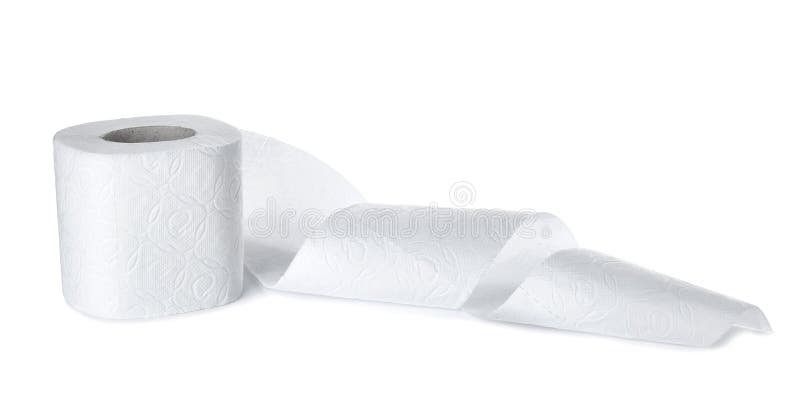 Rolo do papel higiénico no fundo branco fotos de stock Rolo do papel higiénico no fundo branco fotos de stock