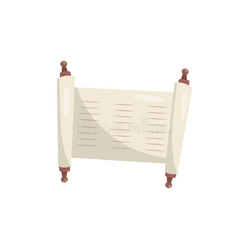 Rolo sagrado de Torah, ilustração antiga judaica do vetor do papiro em um fundo branco ilustração stock Rolo sagrado de Torah, ilustração antiga judaica do vetor do papiro em um fundo branco ilustração stock