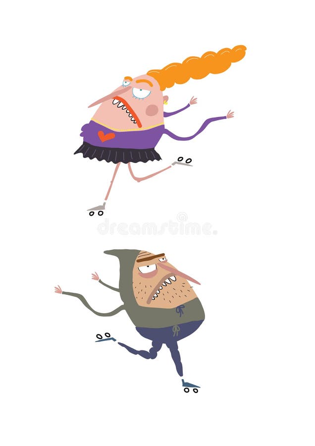 Rollerskaters stock illustratie