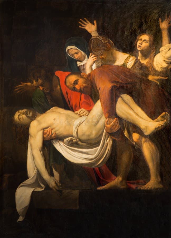 Rom - die Kopie der Absetzung des Kreuzes durch M Koch (1797) in der Kirche Santa Maria in Vallicella Die Vorlage durch Caravaggi
