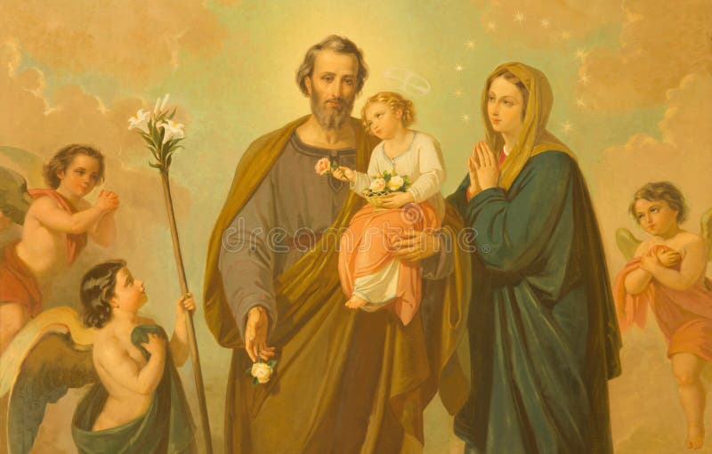 ROM, ITALIEN - 10. MÄRZ 2016: Die Malerei der heiligen Familie in den Kirche Basilikadi Santa Maria Ausiliatrice lizenzfreies stockbild ROM, ITALIEN - 10. MÄRZ 2016: Die Malerei der heiligen Familie in den Kirche Basilikadi Santa Maria Ausiliatrice lizenzfreies stockbild