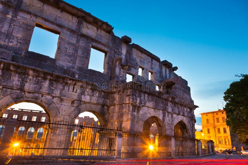 Roman Amphitheater van Pula, Kroatië. royalty-vrije stock foto's Roman Amphitheater van Pula, Kroatië. royalty-vrije stock foto's