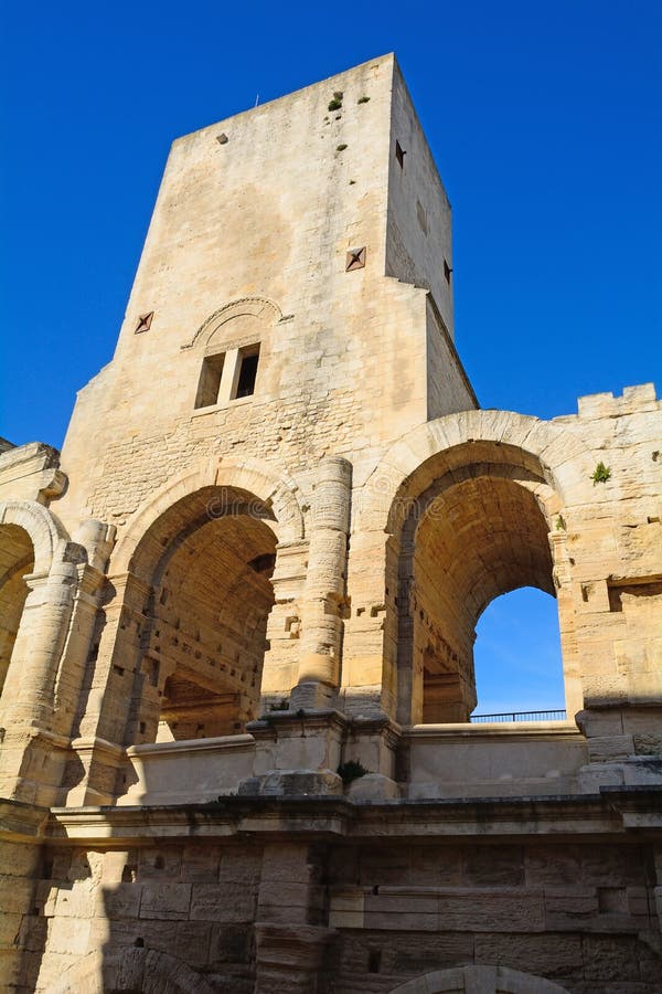 Roman Amphitheatre, Arles, France Stock Photo - Image of exterior ...