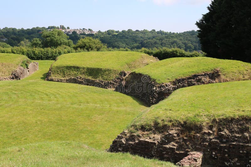 ROMAN AMPHITHEATRE CAERLEON stock image