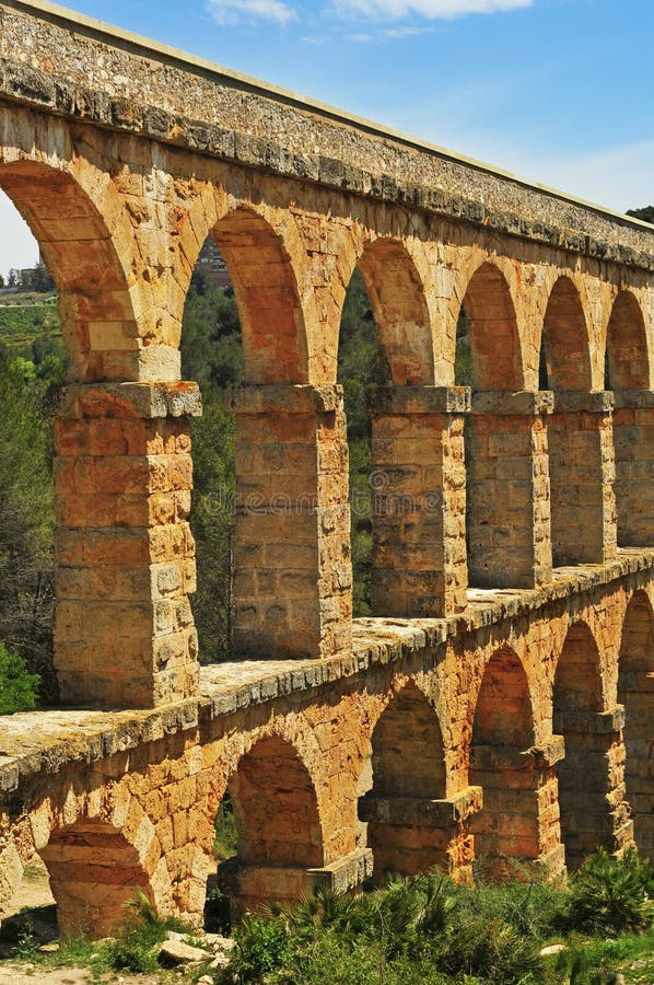 Roman Aquaduct, Tarragona, Spanje Stock Foto Afbeelding bestaande uit