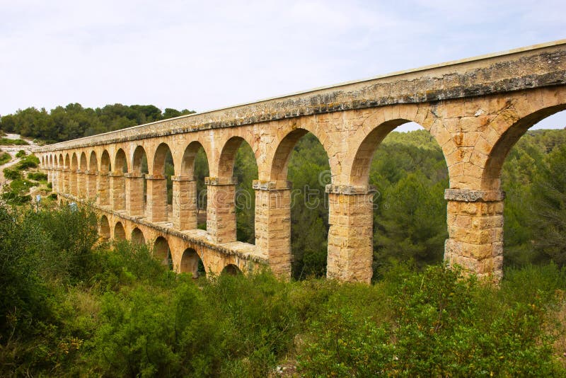 Roman Aquaduct in Tarragona, Spanje Stock Afbeelding Image of
