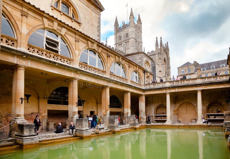 Roman Baths Great Bath no banho Somerset South West England Reino Unido imagem de stock Roman Baths Great Bath no banho Somerset South West England Reino Unido imagem de stock