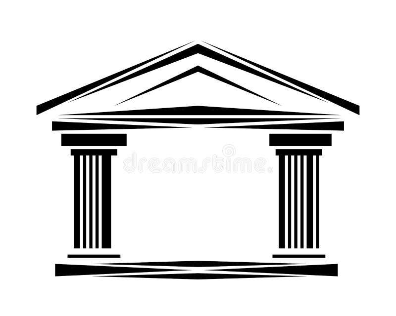 Roman classical arch logo facade ionic columns.