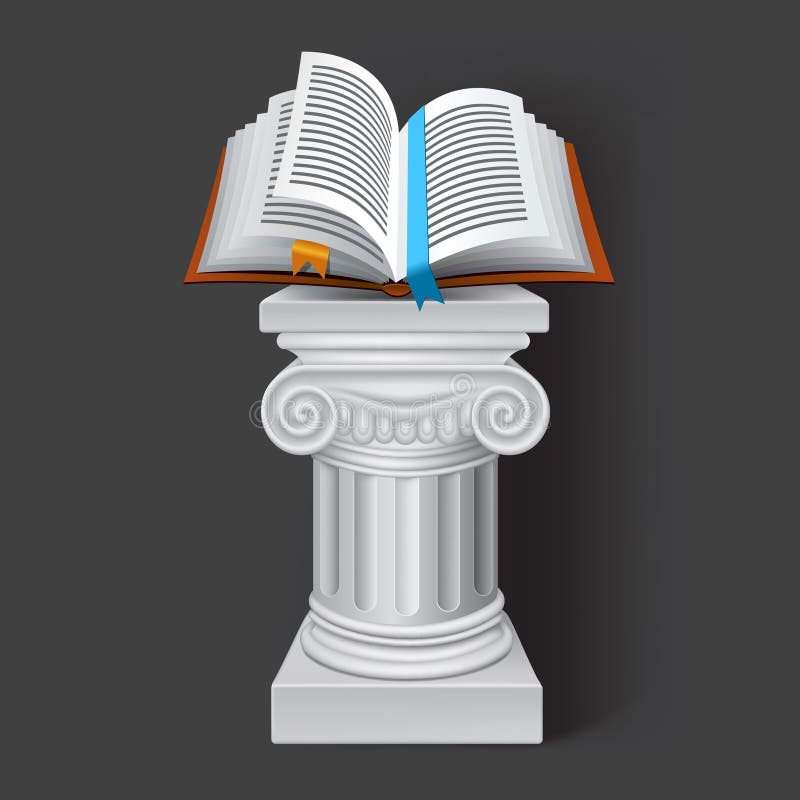 Roman Column with Open Book Stock Illustration Illustration of