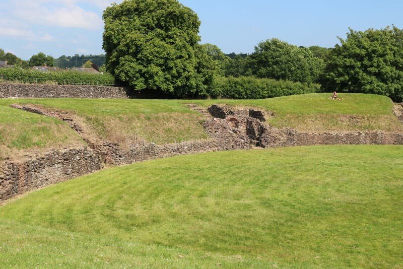 ROMAN AMPHITHEATRE CAERLEON stock image