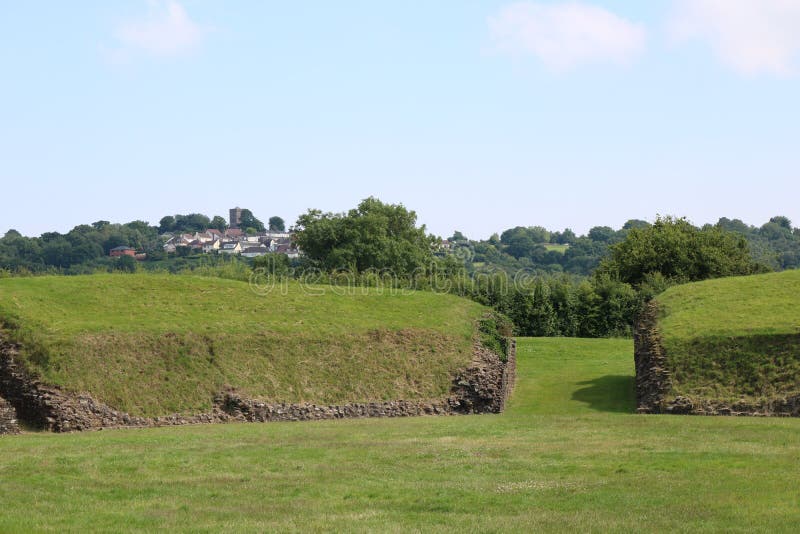 ROMAN AMPHITHEATRE CAERLEON stock photo