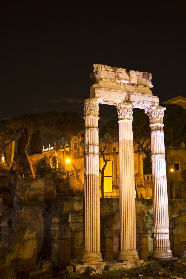 Roman Forum at Night stock photo. Image of construction - 43430212
