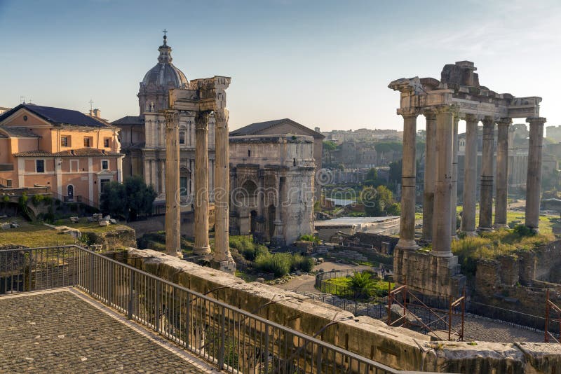 Roman Forum. Vast excavated area of Roman temples, squares & government buildings, some dating back 2,000 years. royalty free stock image Roman Forum. Vast excavated area of Roman temples, squares & government buildings, some dating back 2,000 years. royalty free stock image