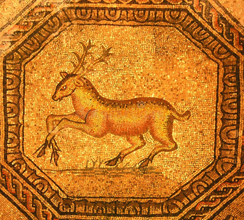 roman fullvuxen hankronhjort för guld- mosaik royaltyfri bild roman fullvuxen hankronhjort för guld- mosaik royaltyfri bild