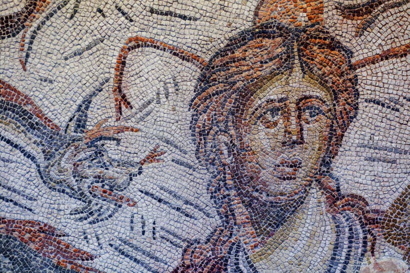 Roman Mosaic, der Meeresgöttin Tethys darstellt lizenzfreie stockfotografie Roman Mosaic, der Meeresgöttin Tethys darstellt lizenzfreie stockfotografie