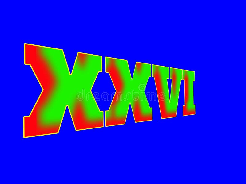 Roman numeral 26 in various colors vector illustration