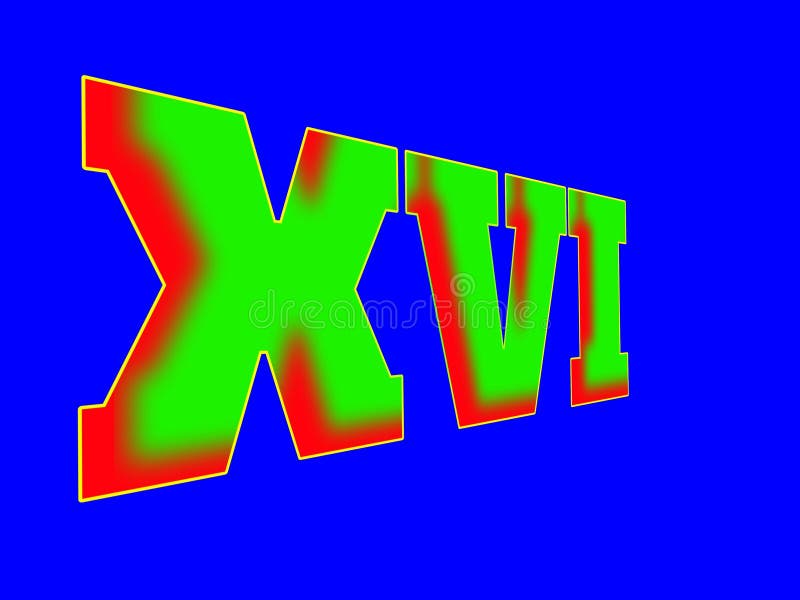 Roman numeral 16 in various colors royalty free illustration