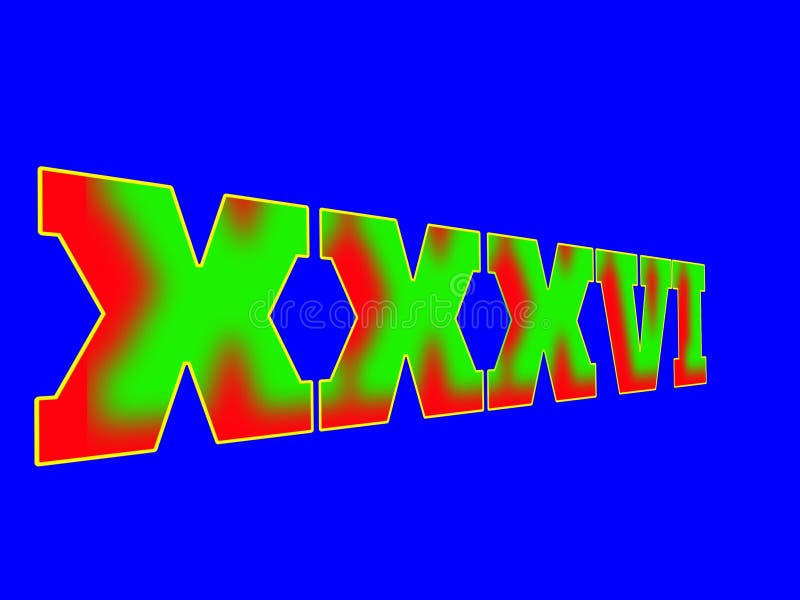 Roman numeral 36 in various colors royalty free illustration