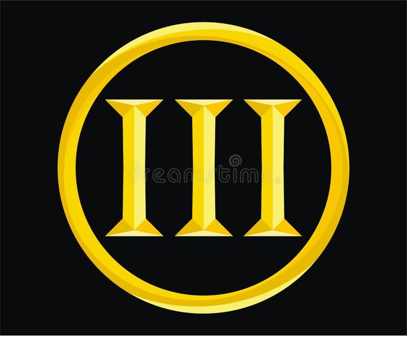 3 three number golden yellow metal letter Vector Image
